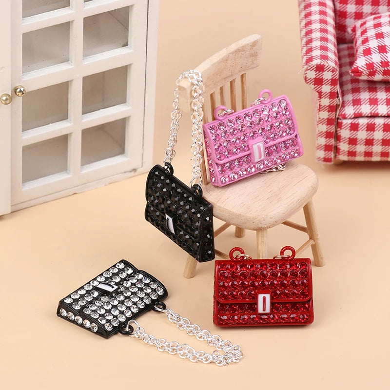 Fashion Creative Doll House Mini Metal Chain Bag Pendulum Doll Bag Miniature Shopping Handbag Clothing Accessories Qme