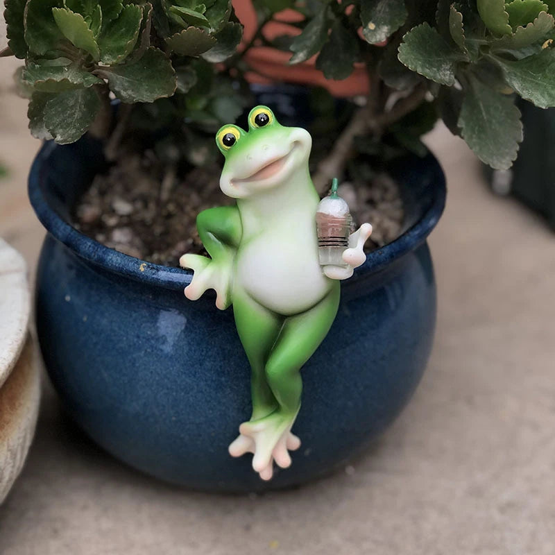 Pots Miniature Frog Statue Outdoor Women Gifts Garden Decor Planter Qme