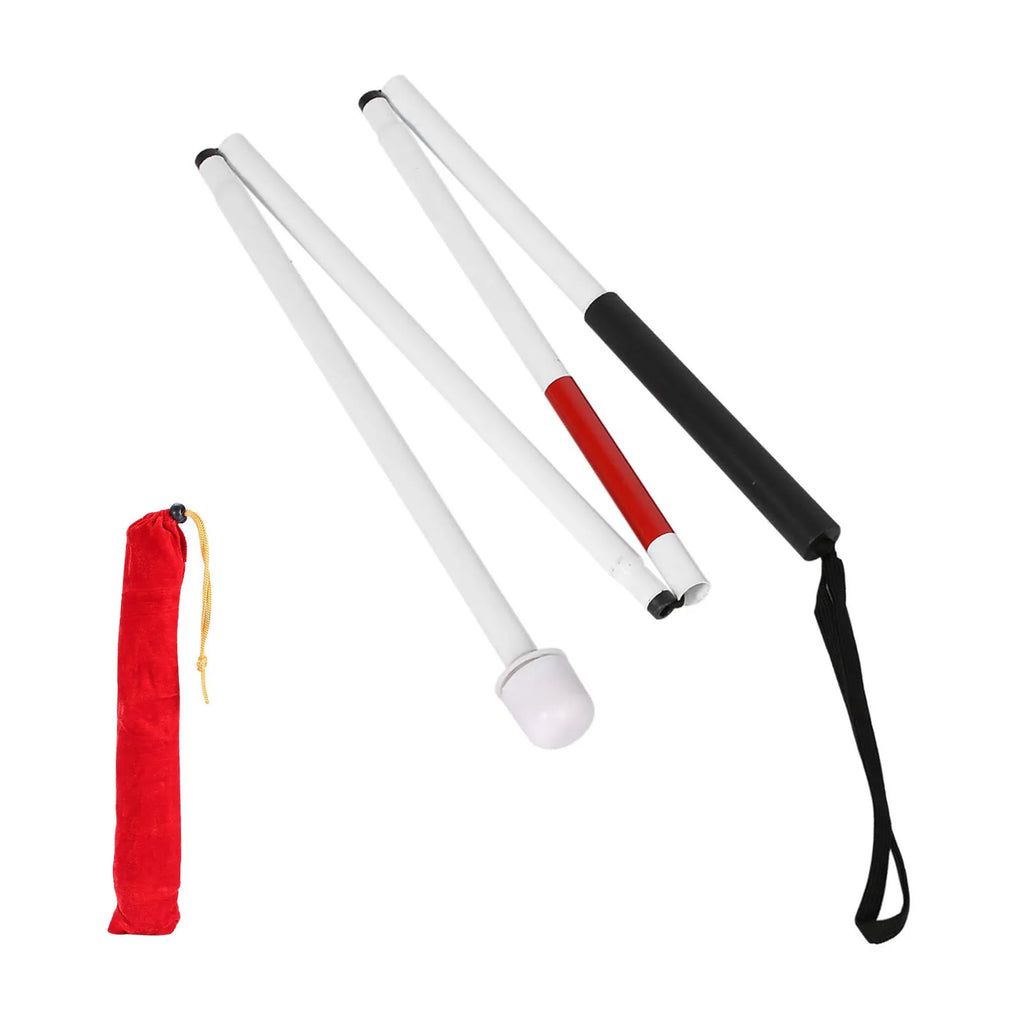 127cm 4-Sections Aluminum Alloy Folding Cane Walking Stick For The Blind Folding Cane Blind Walking Stick Folding Walking Stick Qme Default Title