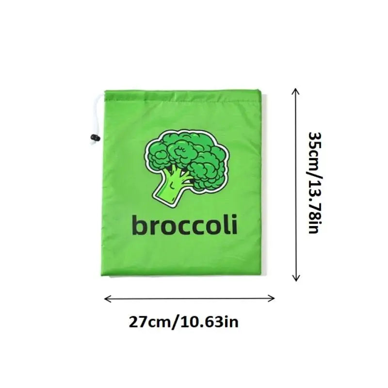 1 Drawstring Oranges Broccoli Ice Cream Storage Bag Reusable Fruit Qme