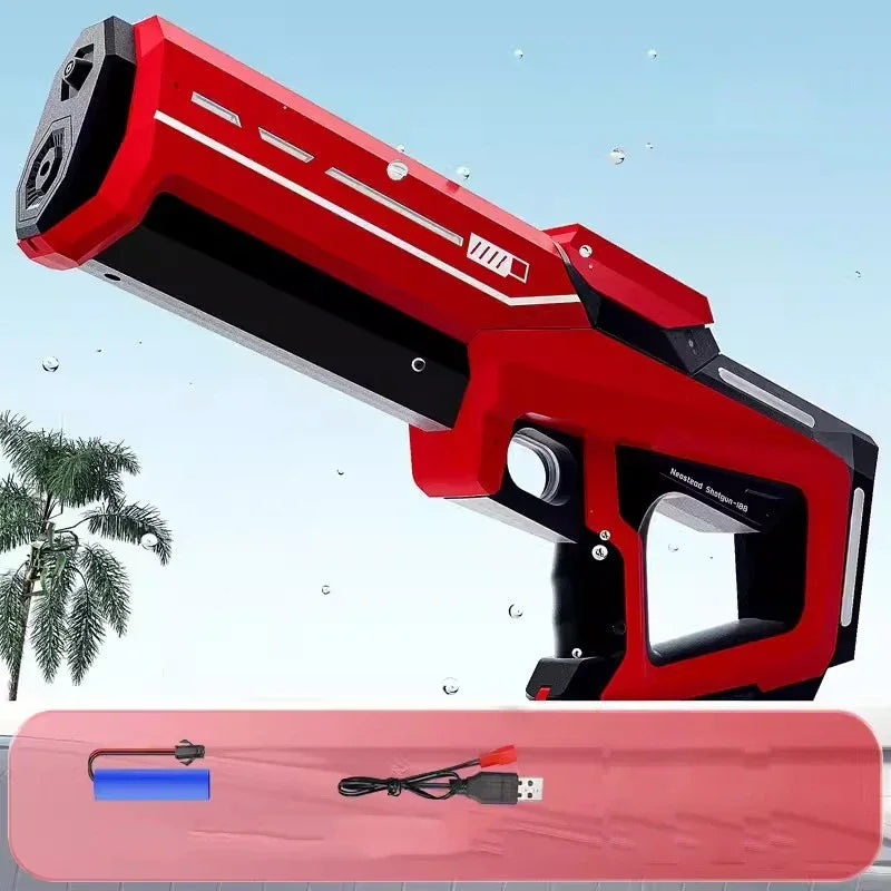 Electric Automatic Water Storage Gun Toys Portable Children Summer Beach Outdoor Fight Fantasy Spray Gun Toys Boy Kid Adult Game Qme Red