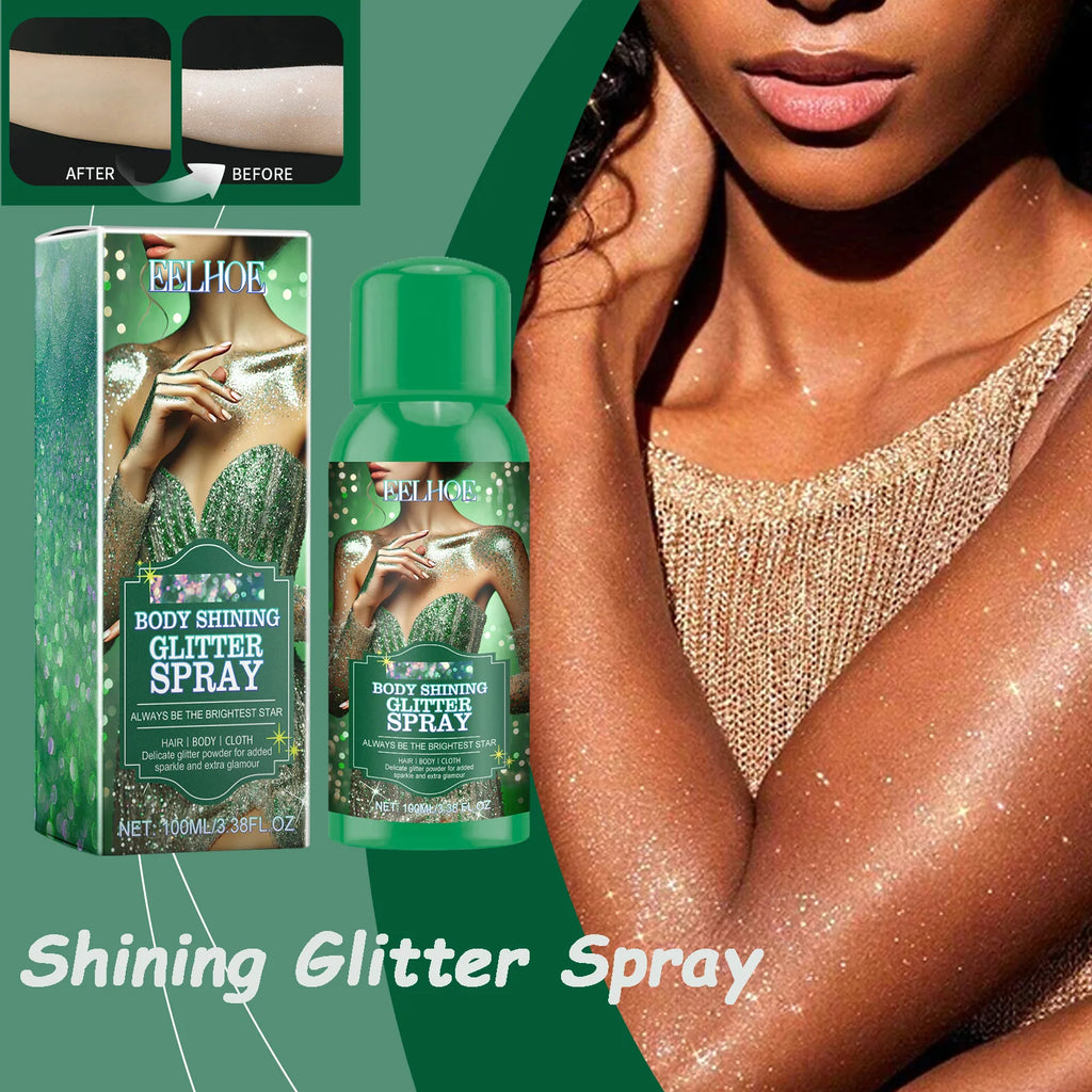 Shining Glitter Spray Fashion Highlighter Powder Spray for Hair Body Clothing Lasting Radiant Glow for Christmas Holiday Party Qme
