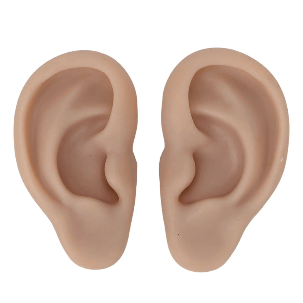 1 Pair Silicone Ear Model Soft Flexible Simulation Ear Model for Earrings Display Ear Piercing Exercise Soft Silicone Ear Model Qme Dark complexion