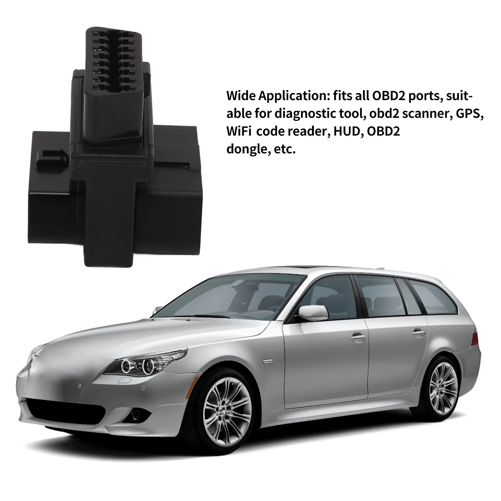 OBD Splitter Converter Anti Crack Portable 16 Pin OBD2 Adapter 16 Pin Male To 2 Female for Diagnostic Extender Qme