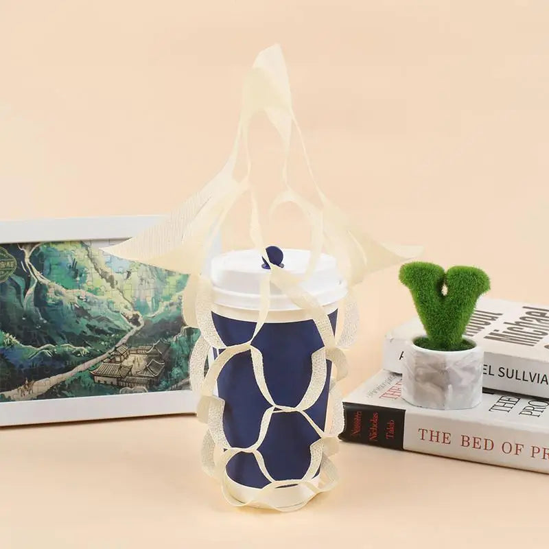 Milk Tea Packaging Pouch Green Blue Solid Single Cup Takeaway Bags Qme Beige