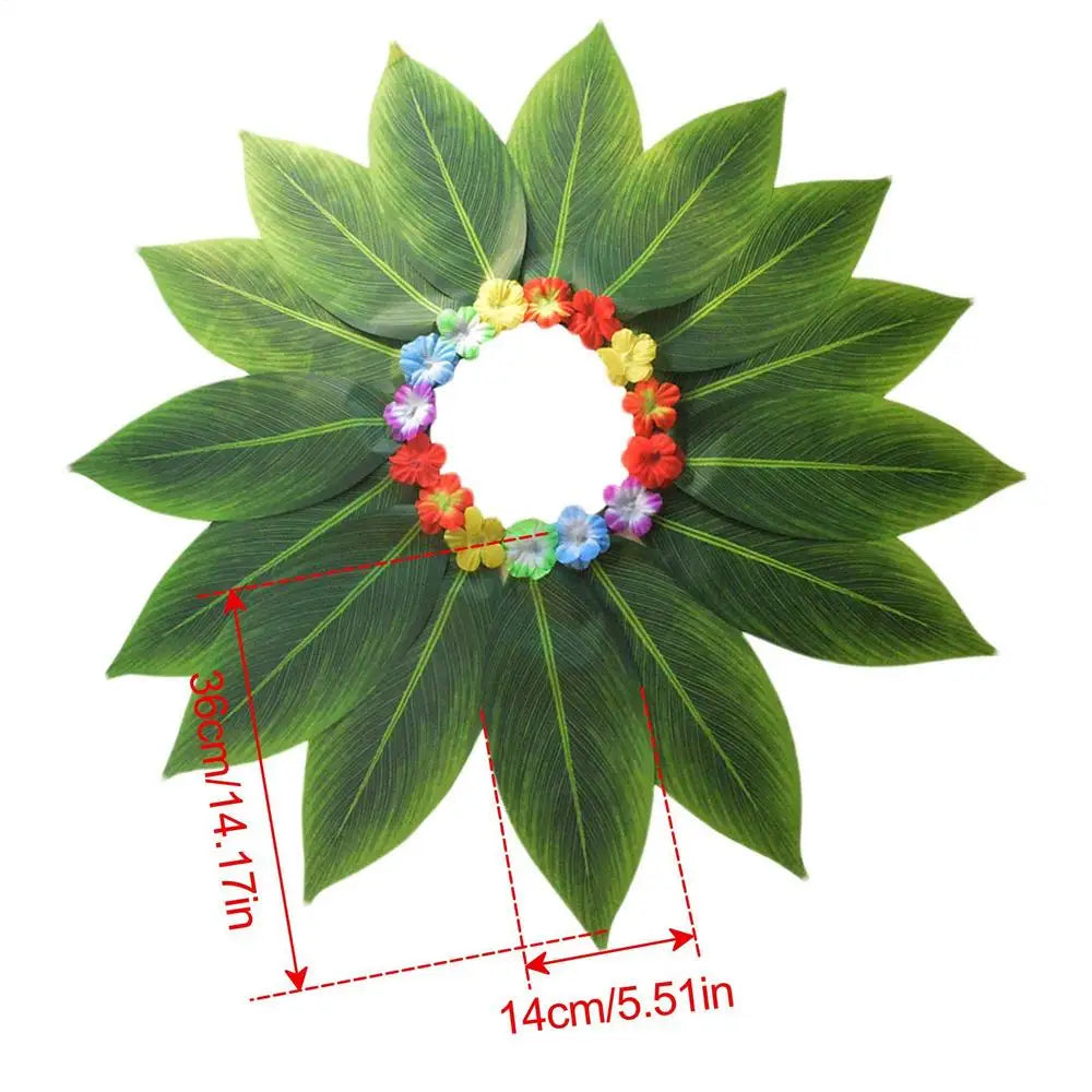 Leaves Skirt Hawaiian Green Grass Skirt Kids Dress Up for Party Girls Photo Autumn Cosplay Teens Stage Performance Halloween Qme B