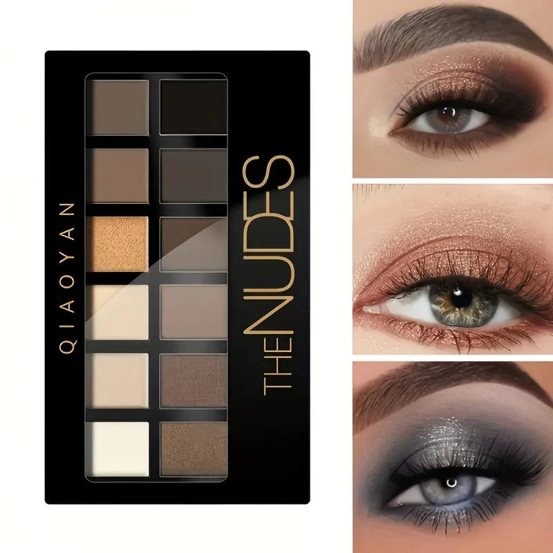 Professional 12 Colors Eyeshadow Palette Natural Shimmer Matte Nudes Cosmetic Eye Makeup Plate for Makeup Artists Qme 01