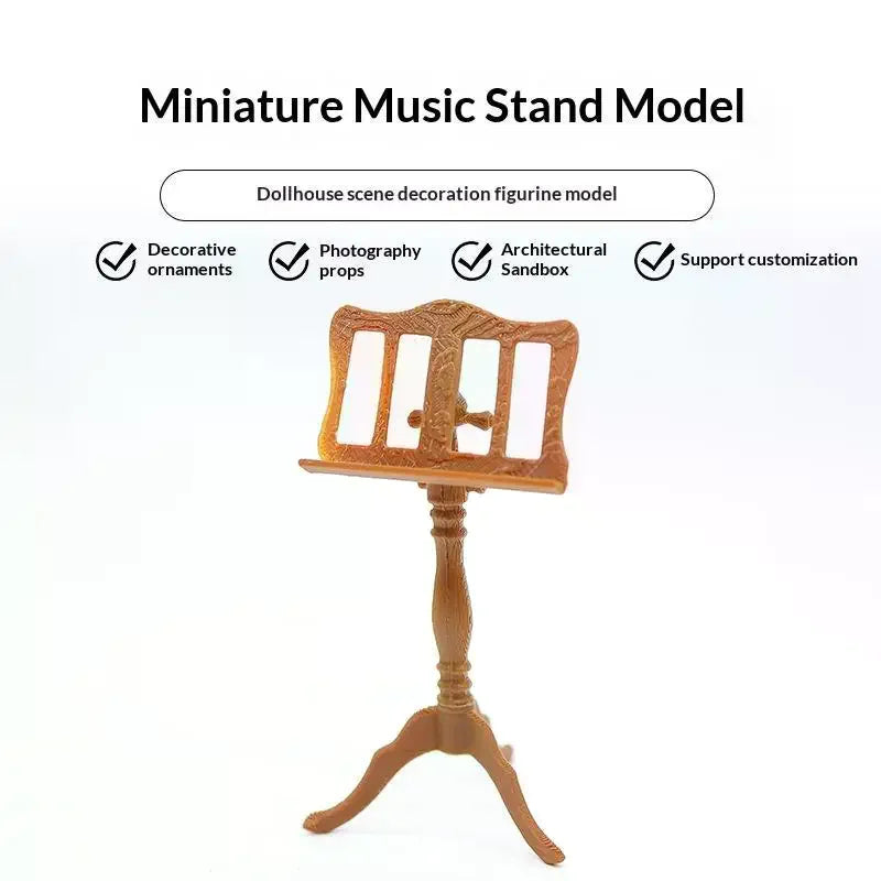 1:12 Miniature Wooden Music Stand Model Carved Detail Stable Base For Dollhouse Sand Table Photo Props Qme