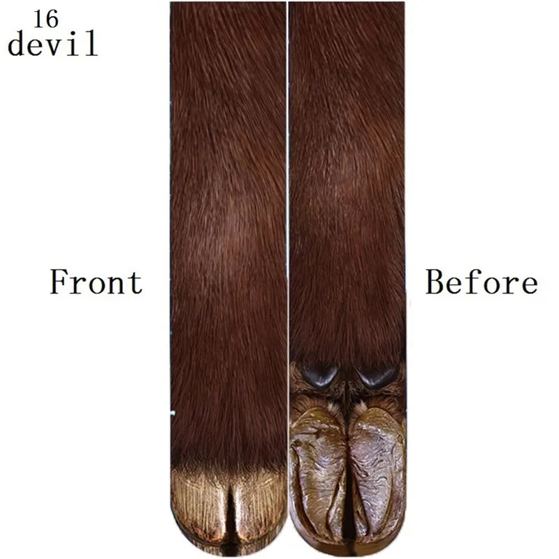 Funny Animal Paw Socks Cat Tiger Leg Toe Men Women Party Outdoor Qme style16 One Size