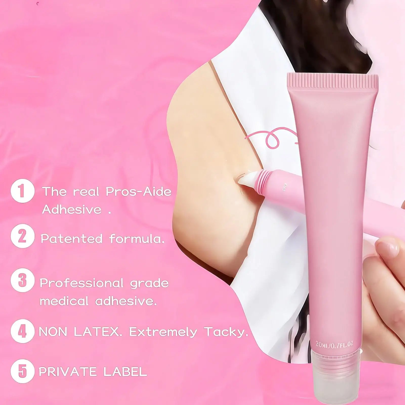 Body Adhesive for Clothing Fast Drying Fabric-Safe 20ml Sweat Proof Washable Clothes Glue for Skin for Work Daily Commuting Qme