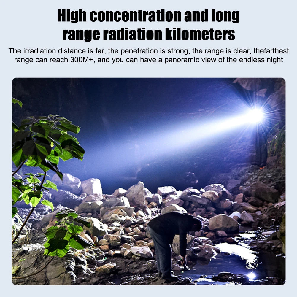 Waterproof Emergency Torch Telescopic Zoom XPE COB LED Torch Light Lamp Type-C USB Charging Torch Flashlight 4 Modes for Fishing Qme