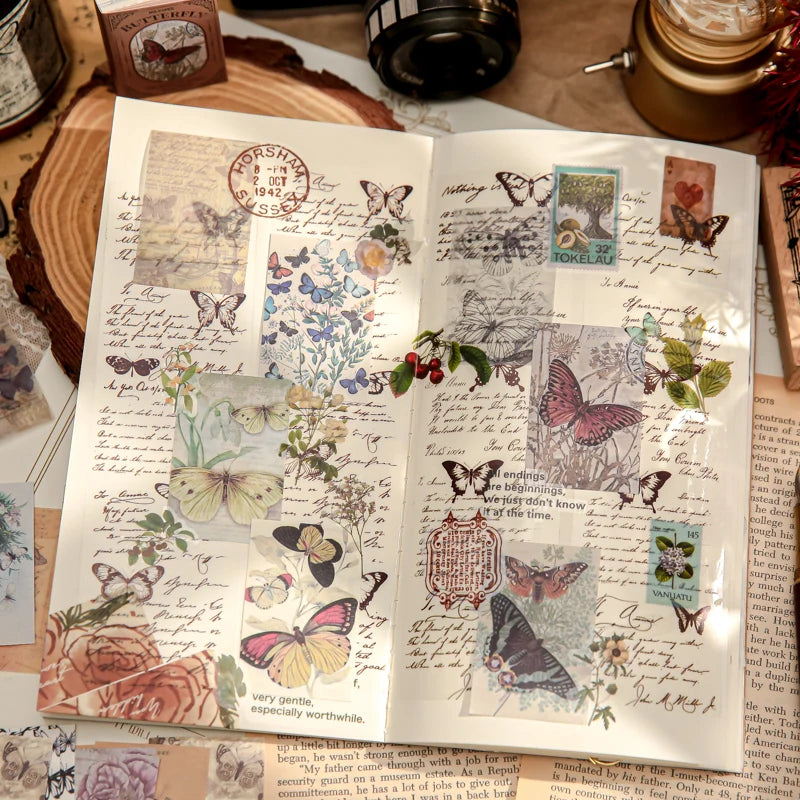 100 Sheets/Bag Vintage Memory Paper for DIY Scrapbooking Journal Sticker Background Art Craft Collage Card Making Decorative Qme