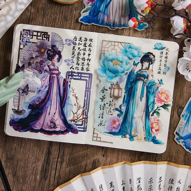 6 Sheet Chinese style Cartoon Characters Stickers Package Scrapbooking Office Aesthetic Decorative School Stationery Supplies Qme