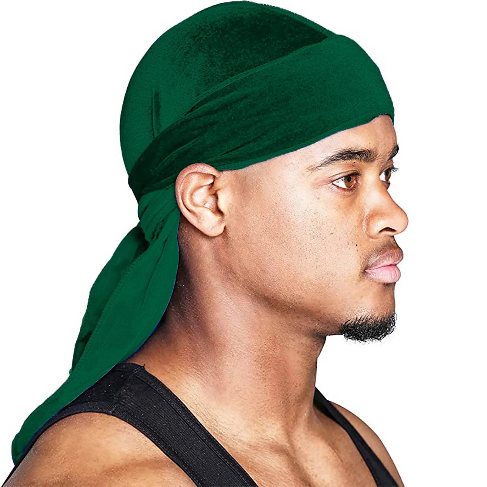 Men's Fashion Turbans Velvet Long Tail Braided Pirate Hat Outdoor Activity Personalized Bandana Turban Satin Elastic Headband Qme