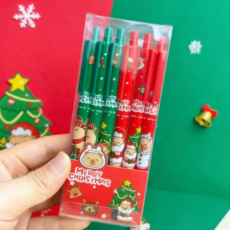 Cute Christmas Capybara Pens Cartoon Santa Claus Snowman Elk Pressing Qme A1