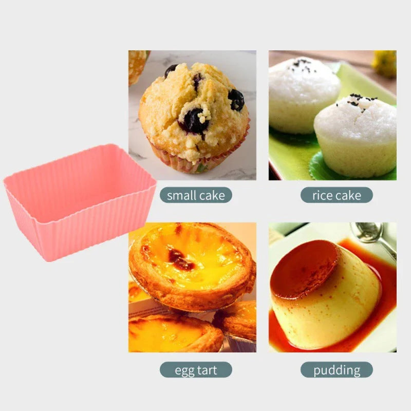 5pcs Silicone Cake Mold Muffin Cupcake Baking Molds Reusable DIY Cake Decorating Tool Wedding Birthday Party Decorations Qme