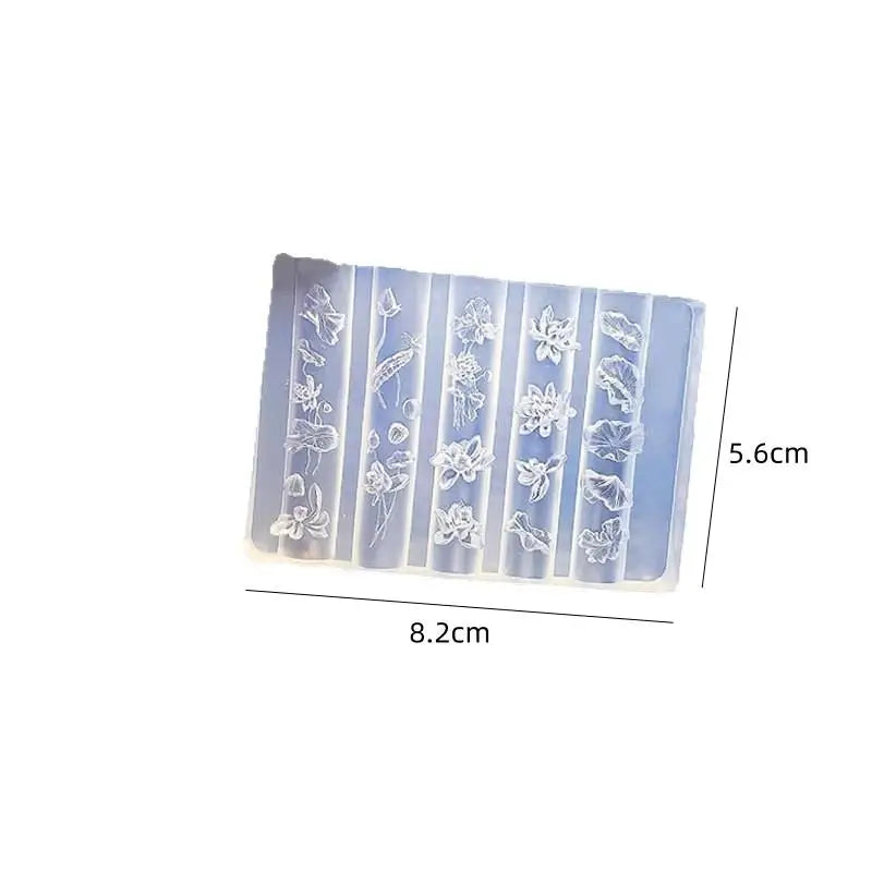 3D Silicone Transparent Nail Mold Lotus Leaves Nails Carving Mold Template DIY Nail Art Decoration Manicure Design Tools Qme style 1