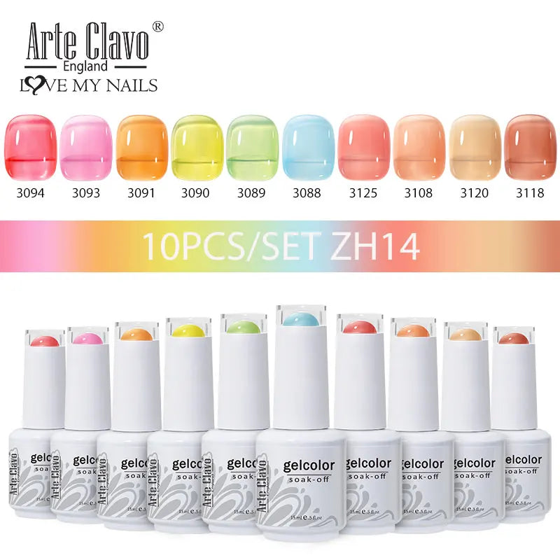 Arte Clavo 4 6 8 Gel Nail Polish Art Soak Off UV Colorful Semi Qme AC-10B-ZH14