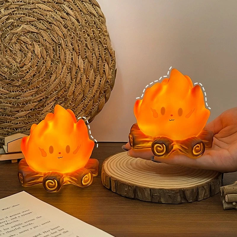 Cartoon Bonfire Night Light Led Electronic Candle Bedroom Bedside Qme