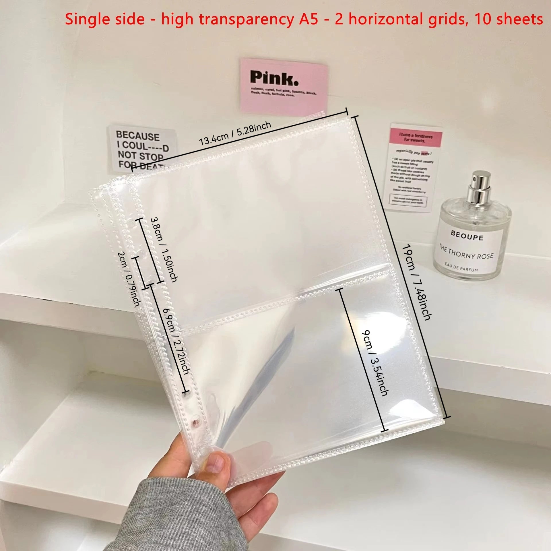 10Pcs/set Pockets Grids Photo Album A5 Inner Page Photocard Binder Photo Sleeve 6 Ring Refill Inner Page Photocard Kpop Qme transparent -2 grid