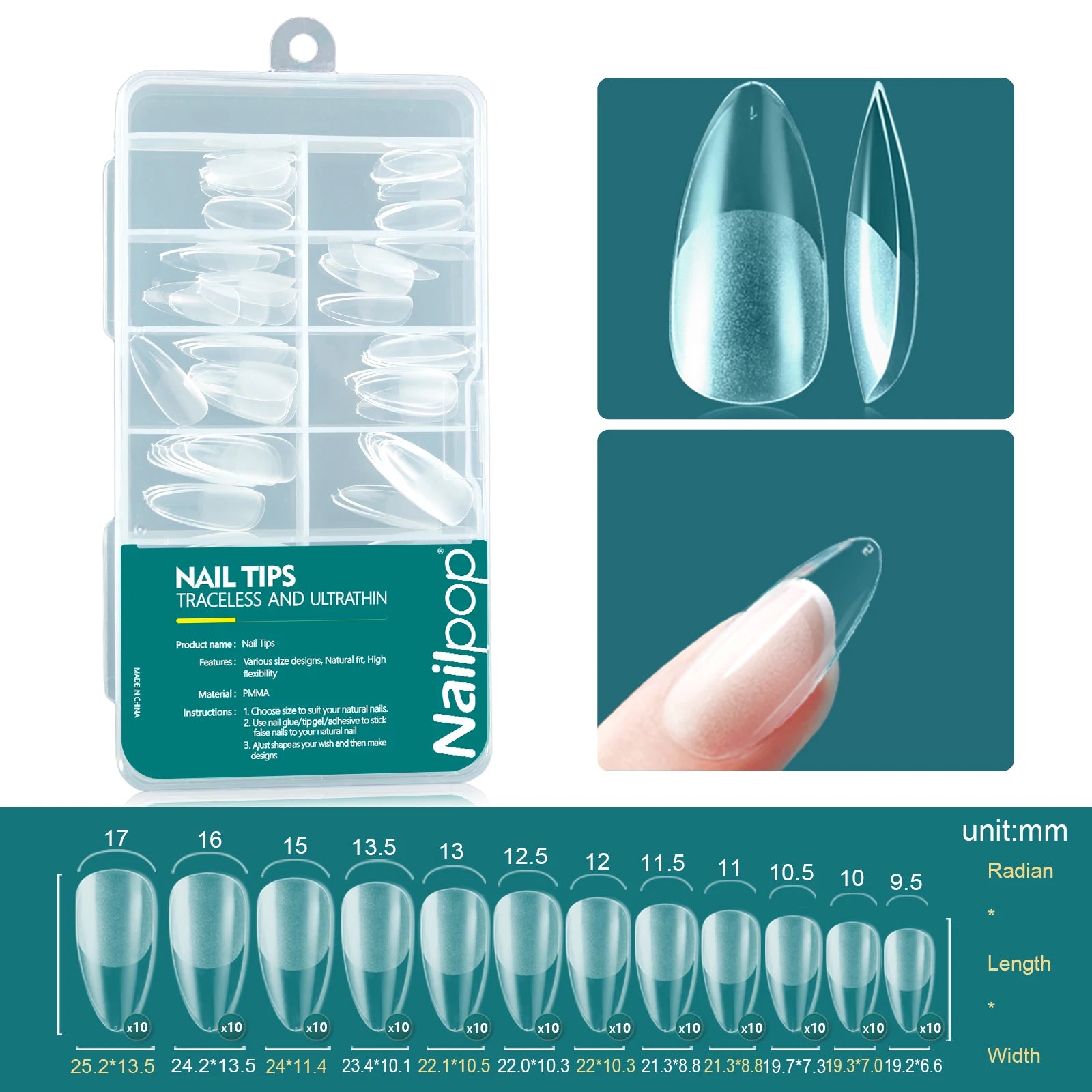 Nailpop Soft Gel Tips Nails Acrylic Material Half Almond Artificial Qme Almond 002-120pcs