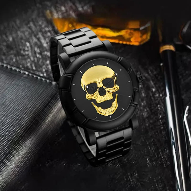 Halloween Skull Men's Quartz Watch Men's Steel Belt Set Qme
