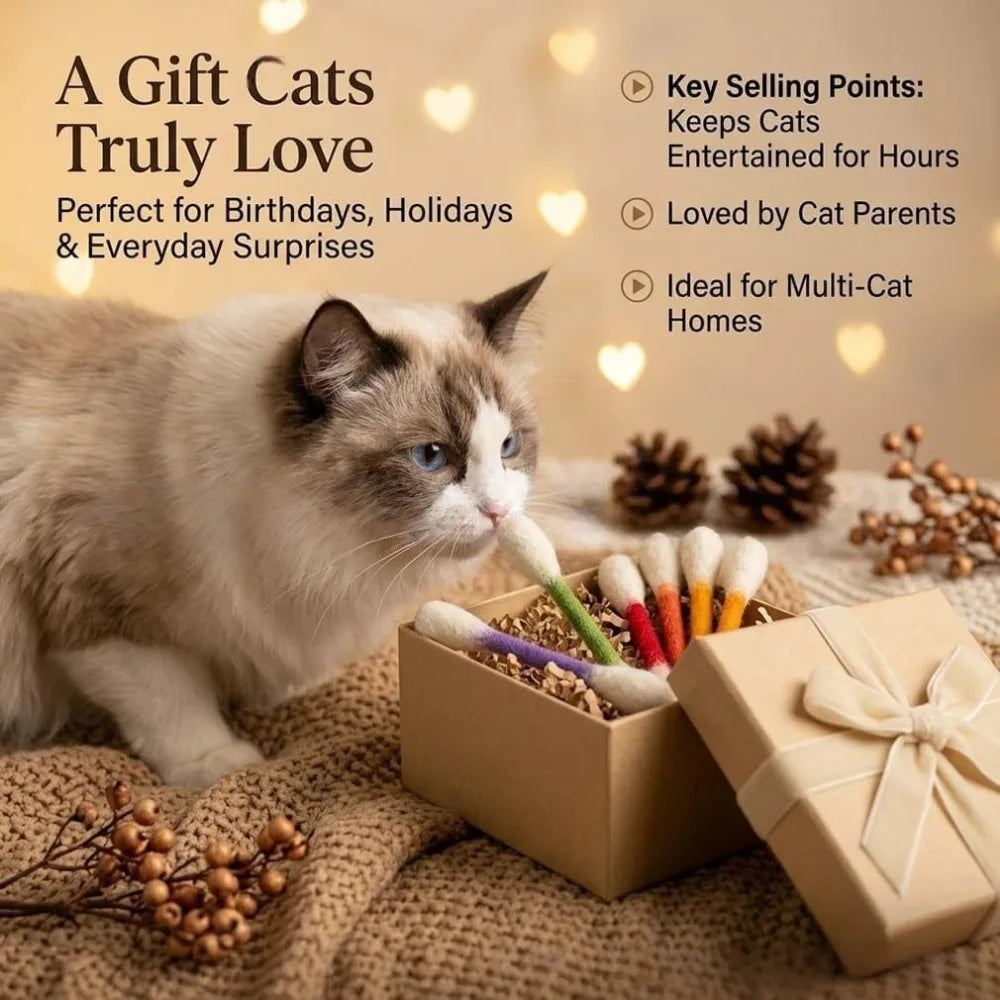 6/12PCS Cotton Swab Shaped Catnip Toy Durable Kitten Teeth Grinding Pet Interactive Chewing Play Accessory Qme