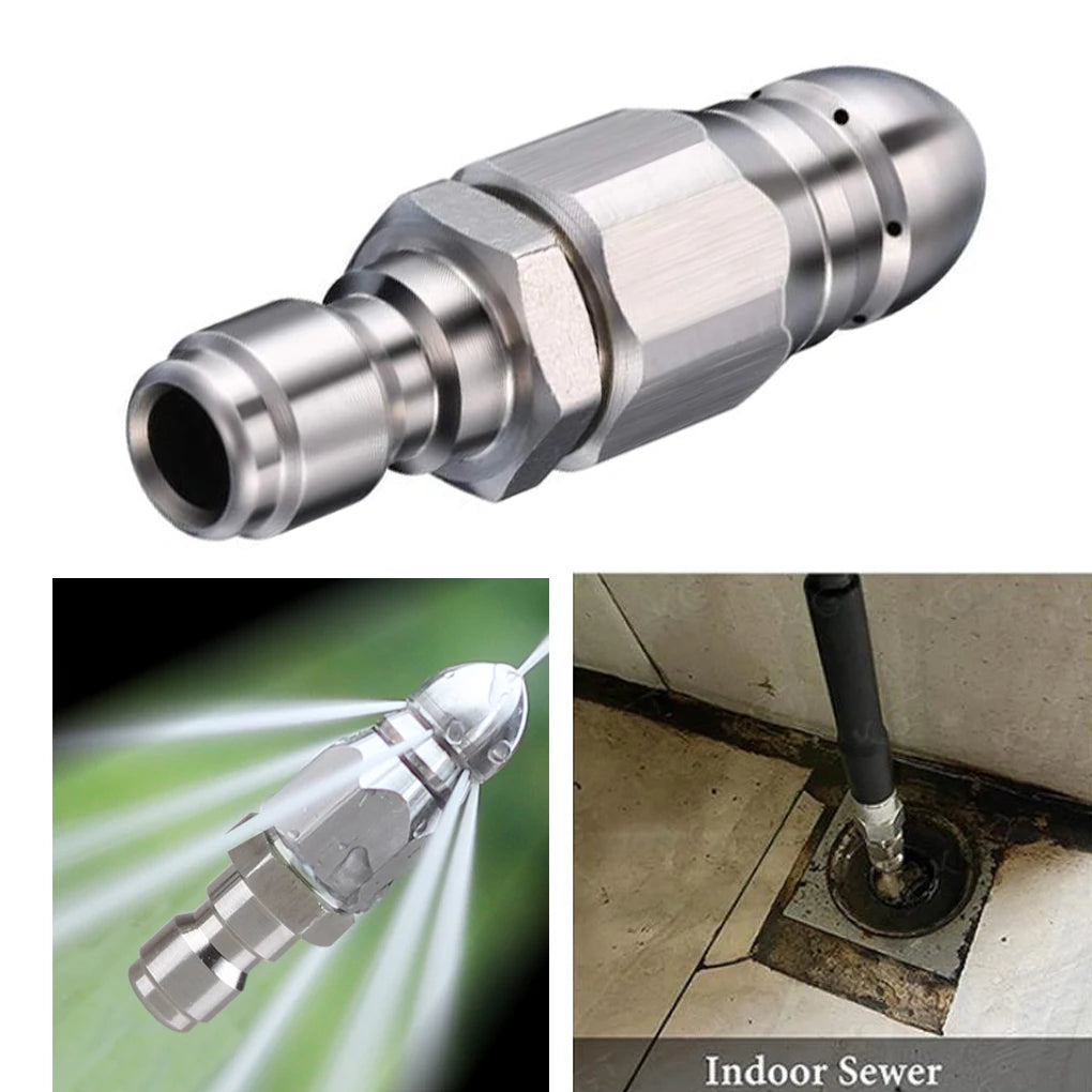 1pc Sewer Jetter Nozzle 5000PSI Sewer Jetter Pressure Drain Jetter Hose Nozzle 1/4 Pressure Washer Jetter Nozzle Qme Default Title