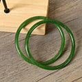 2Pcs/Set Natural Jade Solid Color Jingle Bangles Retro Simple Glass Bracelet Femme Fashion Women's Casual China Jewelry Gifts Qme Dark green 62mm