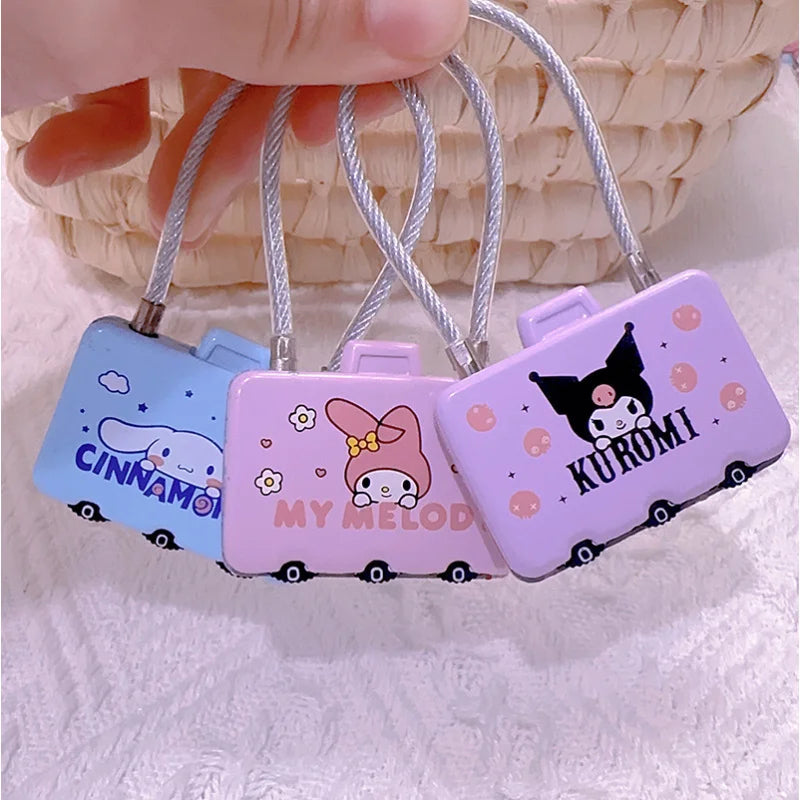 Kuromi Wire Rope Combination Lock Cute Card-Style Luggage for Home Use Small Padlocks for Student Backpacks and Helmets Qme
