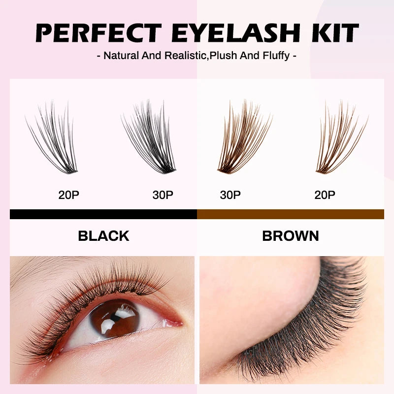 NATUHANA 10D 20D 30D 40D Cluster Eyelashes DIY Mink Individual Lashes Qme