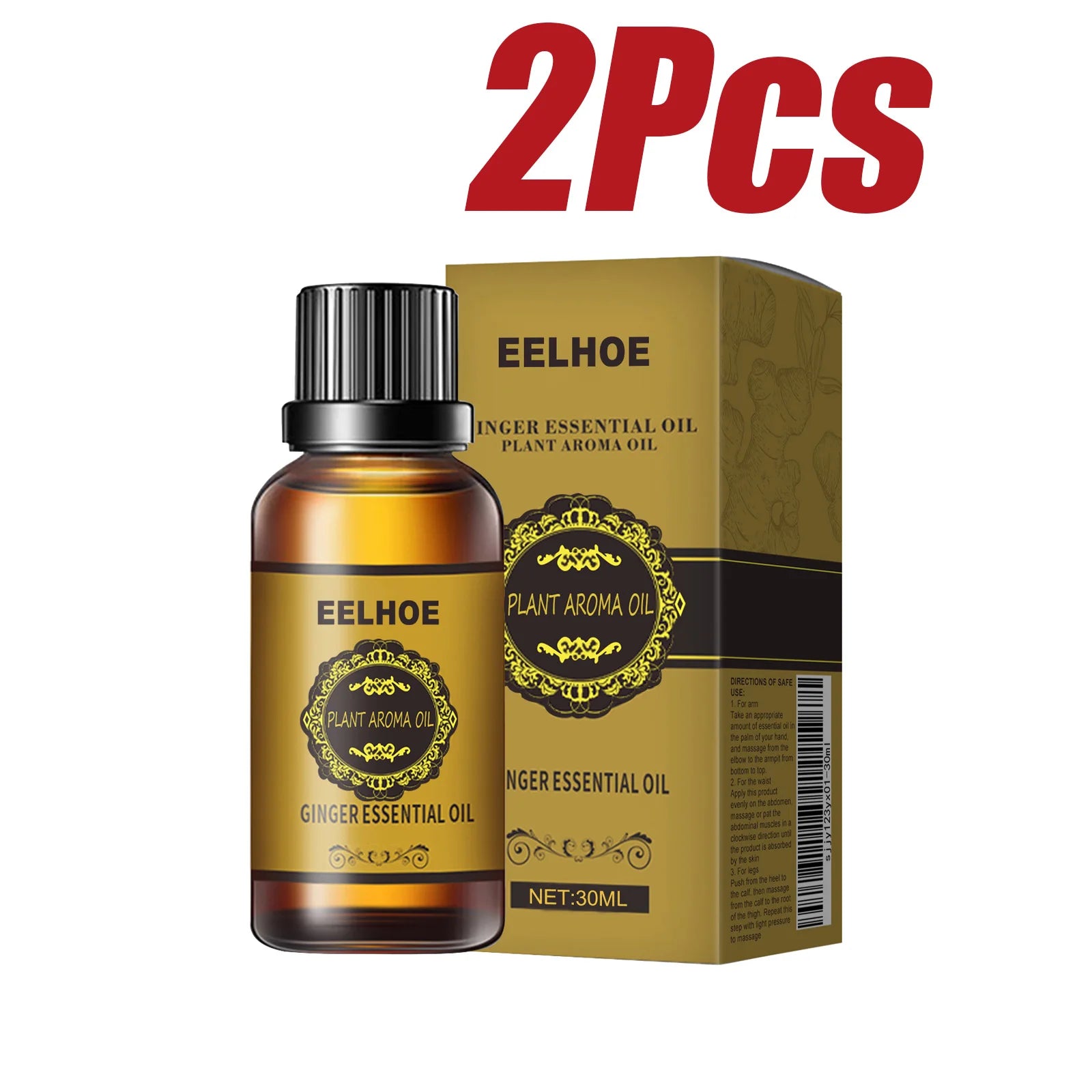 Ginger Essential Oil Slimming Body Massage Natural Fat Burning AntiCellulite Waist Arms Legs Care Promote Metabolism Firming Oil Qme 2 x 30ml Boxed