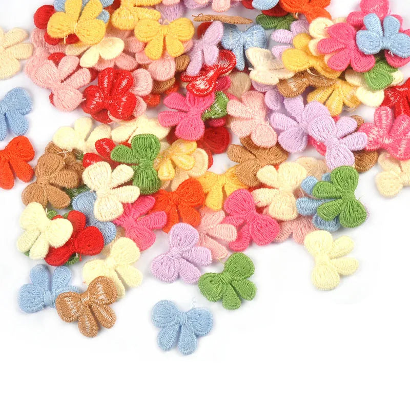 30Pcs/lot 21x17.5mm 10Colors Mixed Bow Shape Embroidered Clothes Patches For DIY Crafts Bag Hat Decor Sewing Accessories c3779 Qme