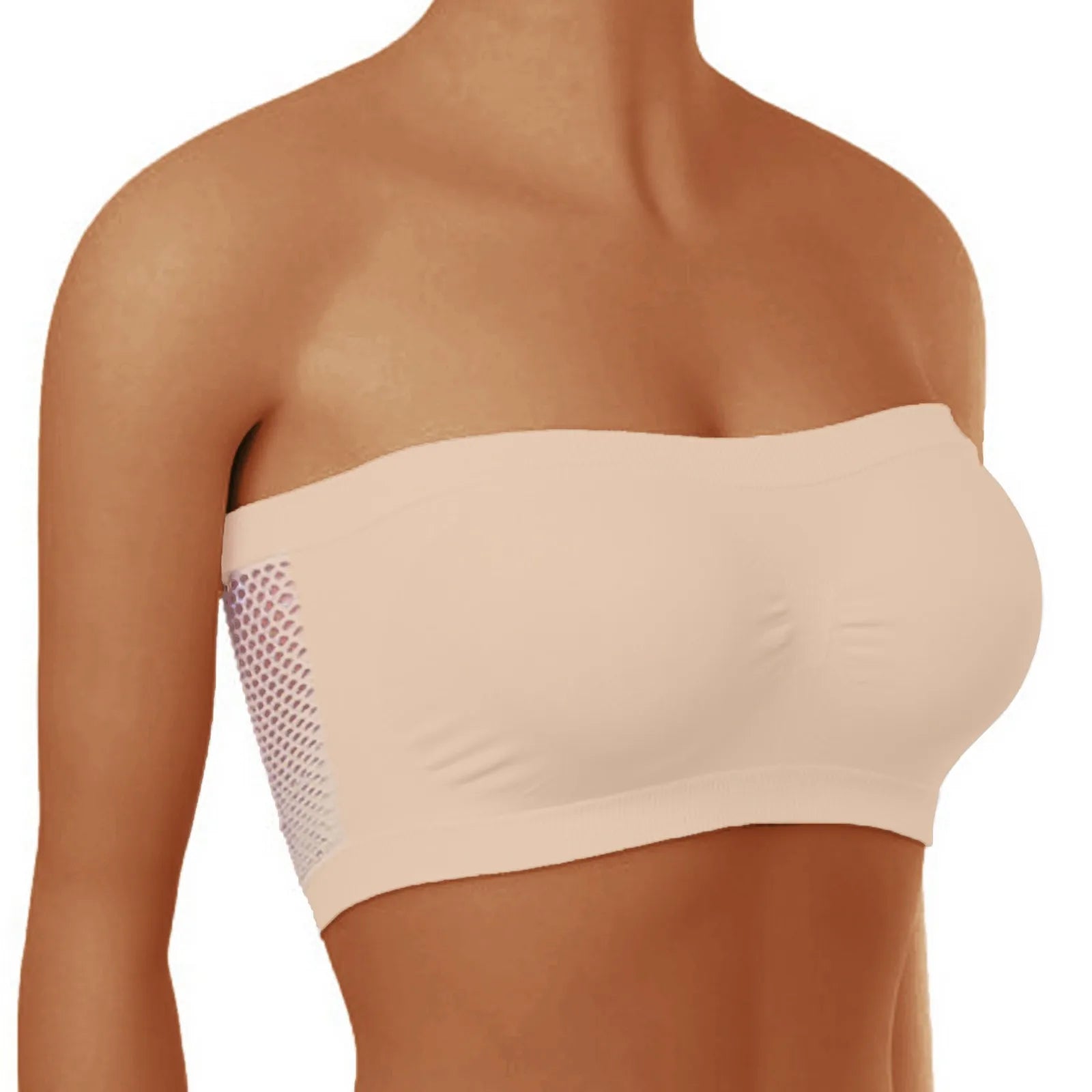 Ladies’ Stretch Strapless Bra Chest Wrap Bandeau Unlined Seamless Fashionable Breathless Soft Bra Suitable For One-Shoulder Tops Qme