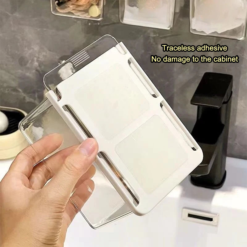 Mirror Cabinet Transparent Bathroom Cotton Stick Makeup Pull-out Qme