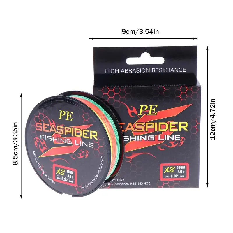 8 Strands 100M PE Braided Fishing Line Multifilament Lines Sea Wire Qme