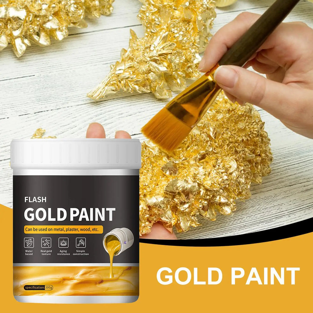 NEW Liquid Gold Foil Paint 300g Non-Fading Liquid Gold Foil Paint Metal Plaster And Wood Painting Easy To Apply Art Supplies Qme