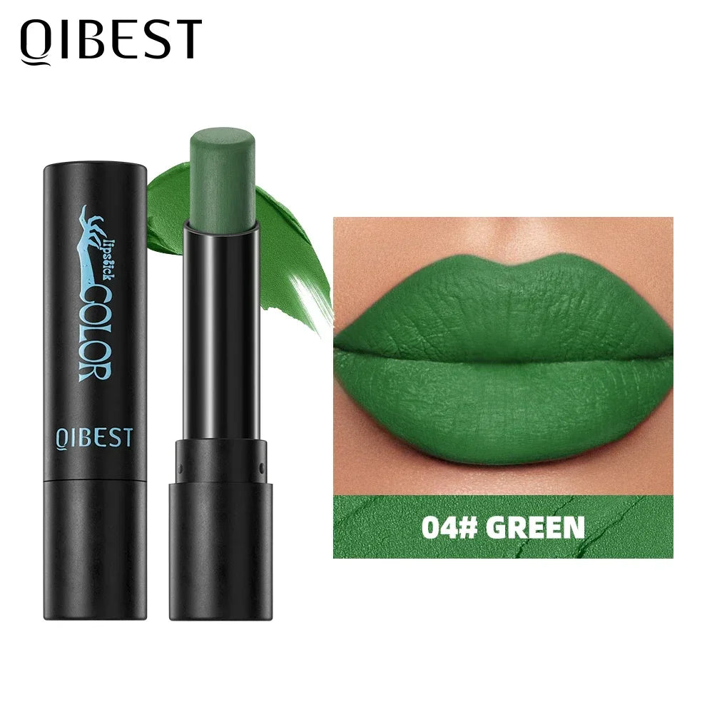 QIBEST 8 Colors Matte Lipstick Waterproof Velvet Sexy Red Lip Stain Popular Black Red Orange White Color Lasting Lipstick Makeup Qme 04