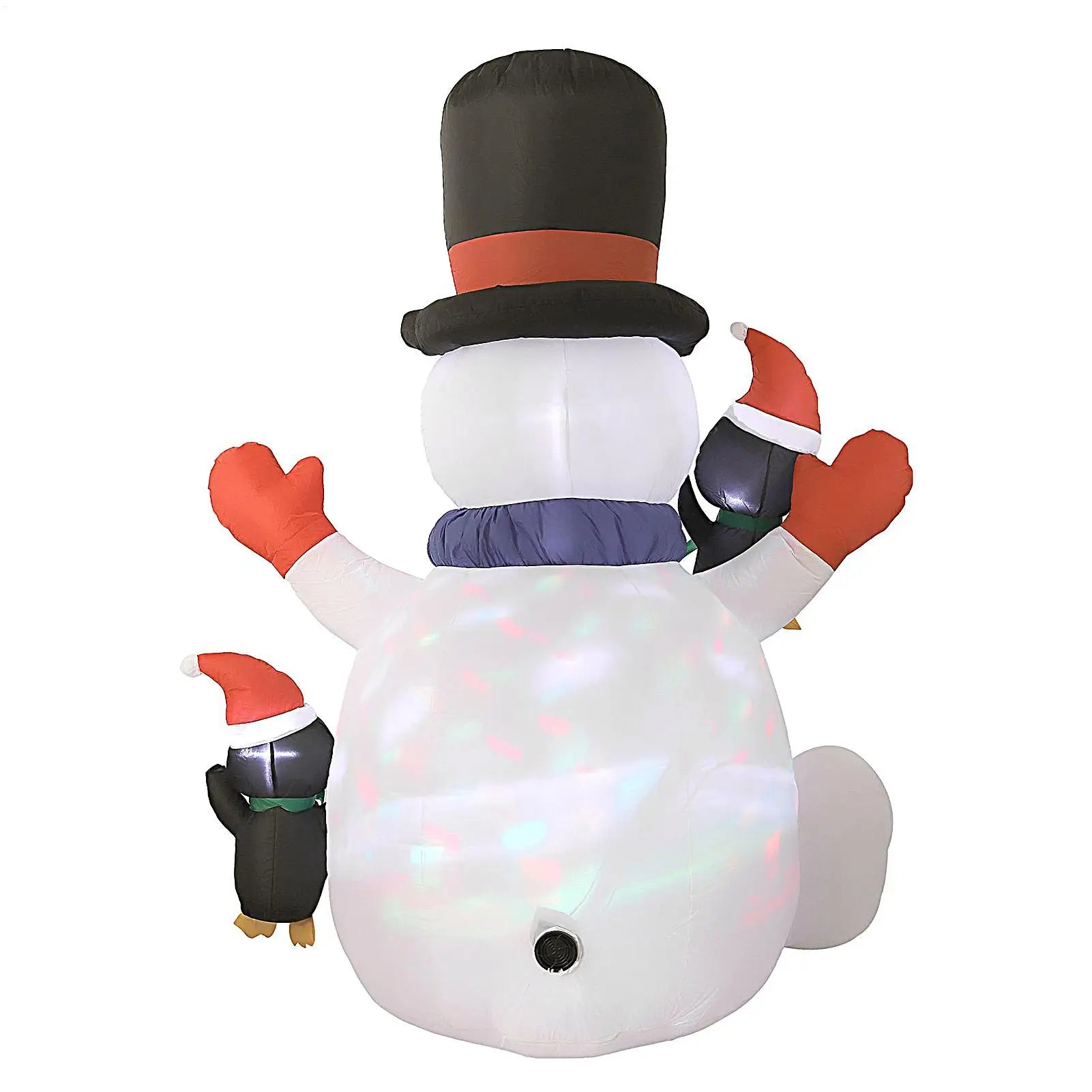 Christmas Snowman Blow Up Inflatable Festival RGB LED Lights Decor With 3 Penguins Blow Up Christmas Sitting Snowman For Indoor Qme