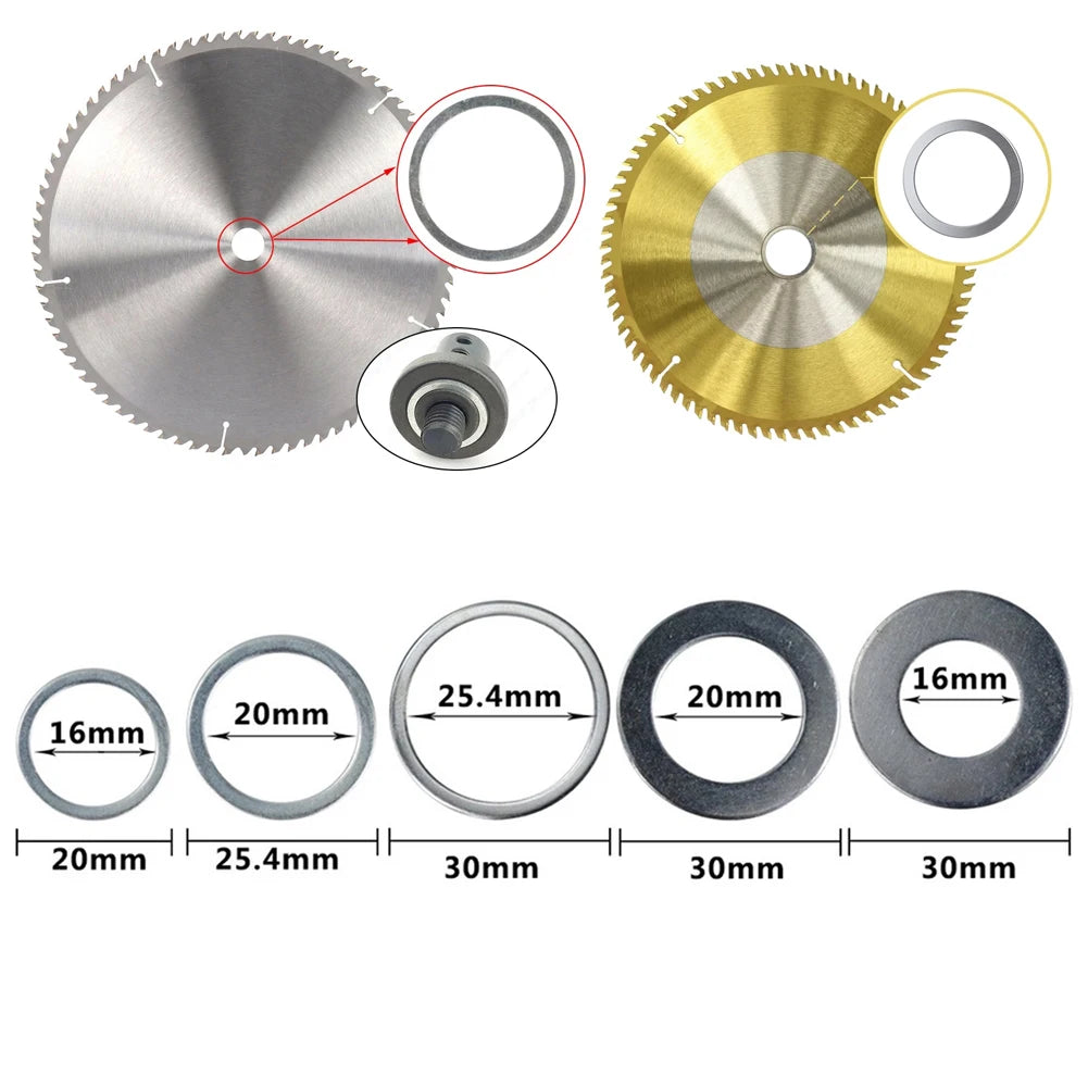 5Pc/set Circular Saw Blade Reducing Rings Conversion Ring Cutting Disc 20-16mm, 25.4-20mm, 30-16mm, 30-20mm, 30-25.4mm Qme