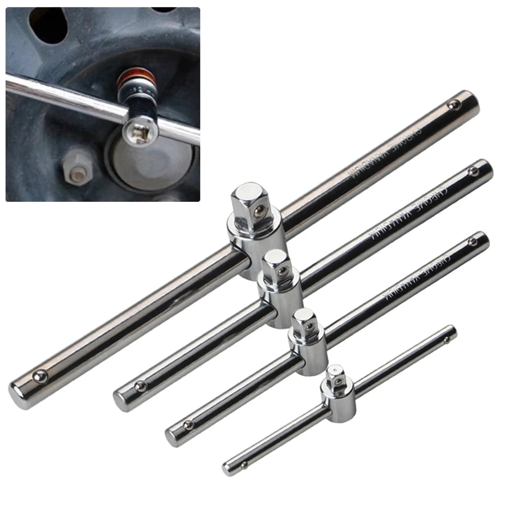Repair Tool Sliding Rod 1/4 3/8 1/2 Chrome Vanadium Steel Extension Silver Slide Bar Socket Adapter Sliding Rod Qme