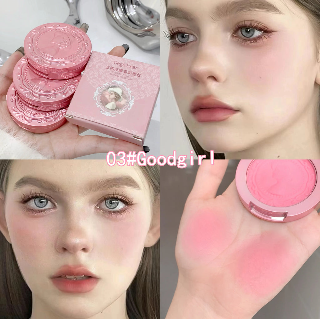 GEGE BEAR 3D Embossed Matte Blush Retro Silky Low Saturation Long Qme GX2011-3