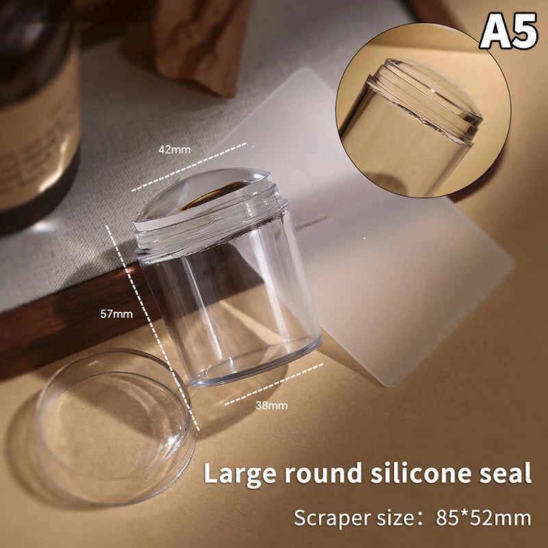 Silicone Transparent Nail Art Stamping French Manicure Plate Stamp Qme A5