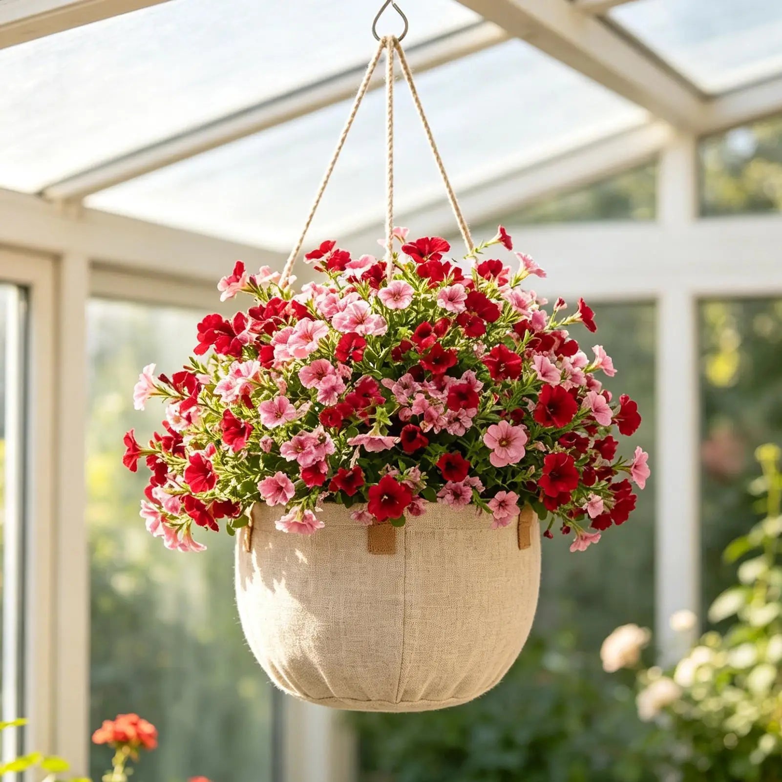 Fake Petunias 18 Inch Realistic with Ground Stake Porch Decor Petunias Faux Flowers Outdoor Decor for Yard Porch Lawn Pathway Qme