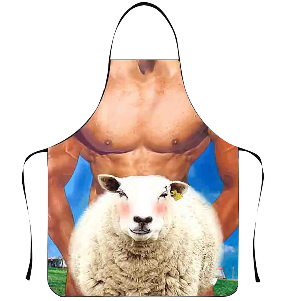 Fun Men's Cooking Carbecue Apron Home Multipropose Baking Cleanning Accessories Creative Muscle Prank Holiday Gift Qme