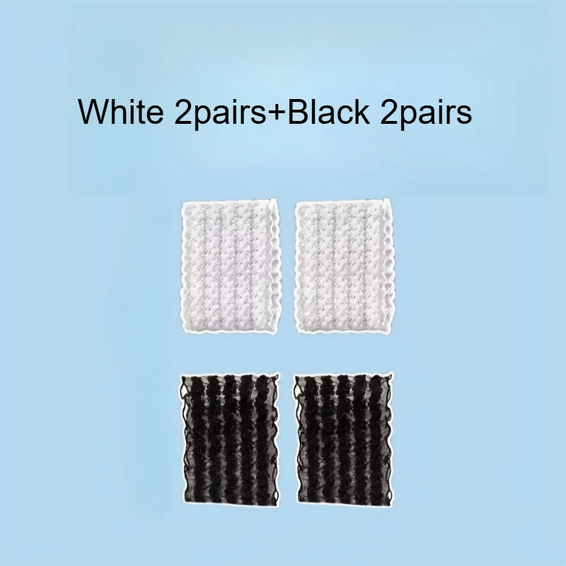 Elastic Lace Sleeve Holders, Anti-Slip Armband Sleeve Clips for Men Women, Shirt Sleeve Ties for Work & Casual Qme White-Black 4pairs