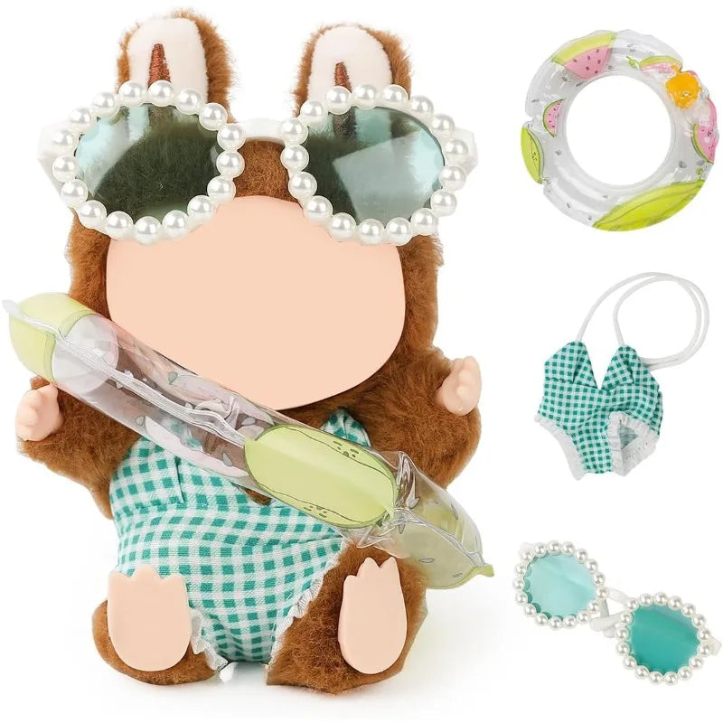 3-piece set of doll clothing suitable for 17cm doll clothing accessories, summer swimming beach party gift decoration gifts Qme green