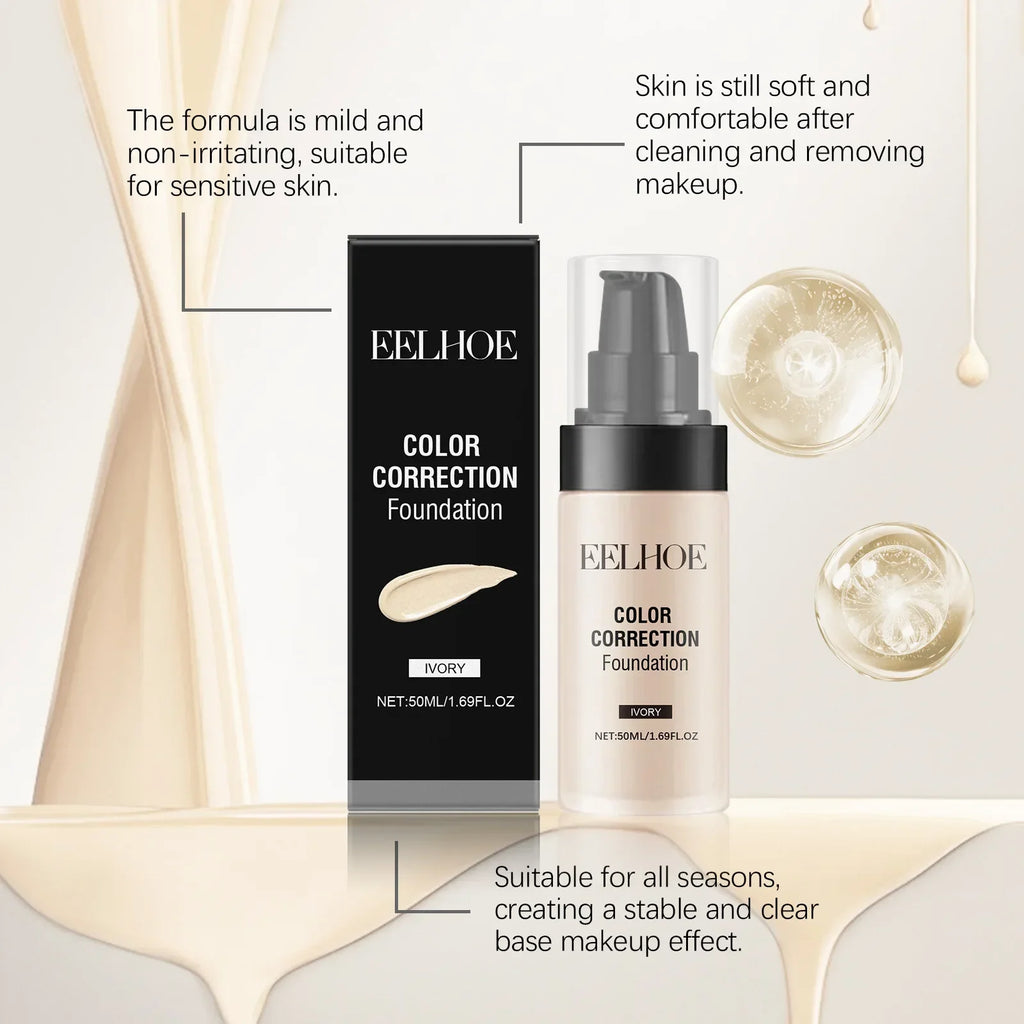 50ML Liquid Foundation CC Cream Matte Full Coverage Moisturizing Brightening Concealer BB Cream Oil Control Makeup Cosmetics Qme