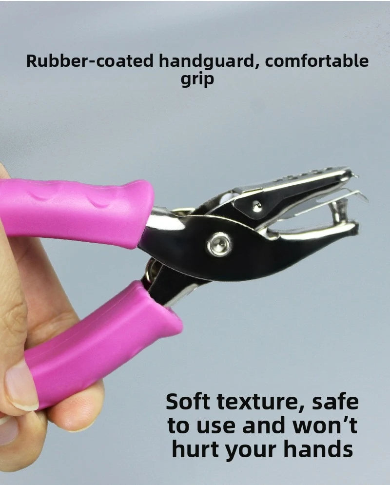 2-Piece Grip Single Hole Punch Pliers Handheld Circle Puncher Heavy Duty Effortless Paper Punch for DIY Crafts Cards & Binding Qme