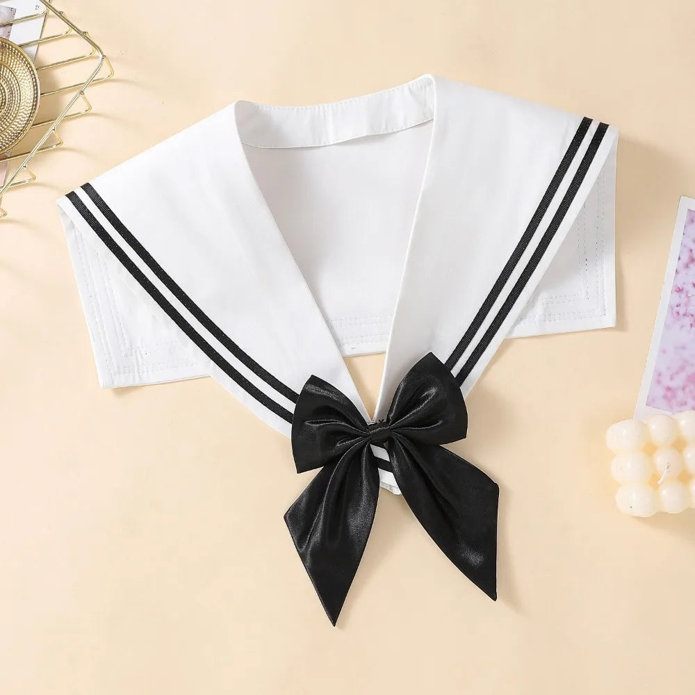 Elegant Cape Striped Sailor Fake Collar Black Cloak Blouse False Collars Korean Style Academy Style Detachable Collar Female Qme Style 3